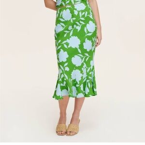 Kate Spade Green and White Floral Midi Skirt